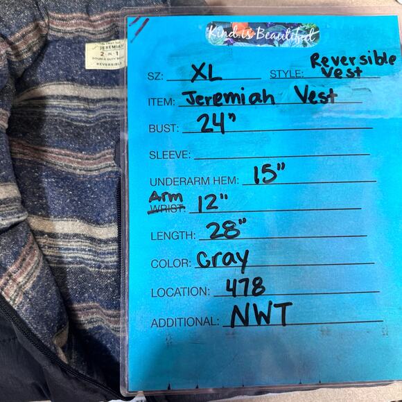 Jeremiah Reversible Down Vest Western 2 in 1 Mens XL Gray Gorp Southwest NEW - Picture 11 of 11